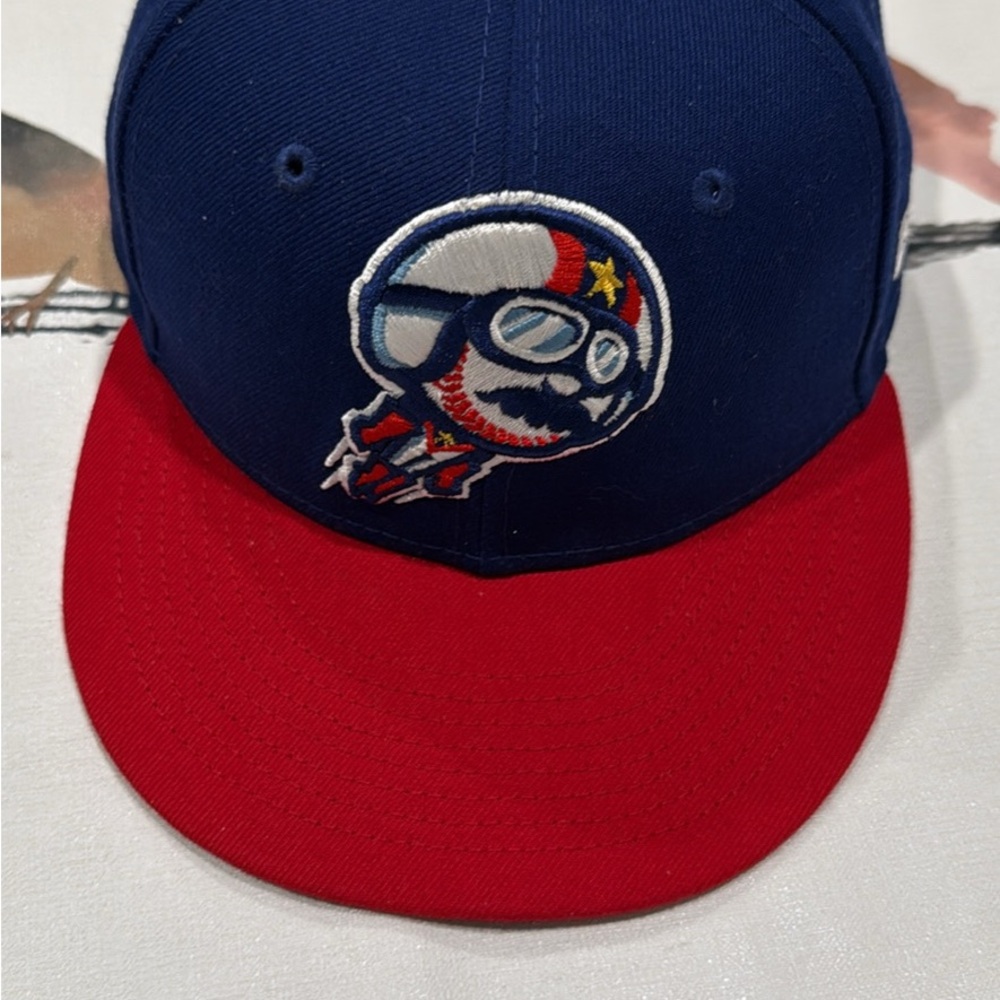 New Era Blue and Red Hat with Embroidered Logo Kannapolis Cannon Ballers
